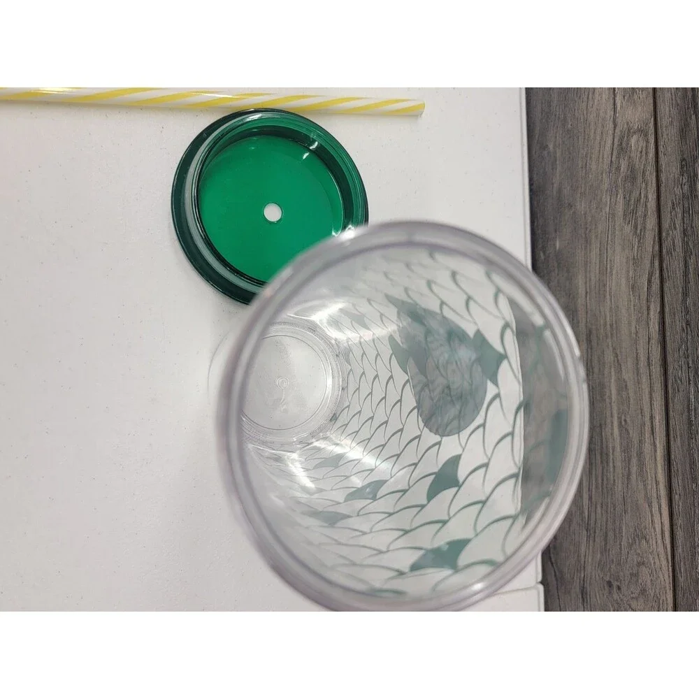 Starbucks 16 oz Mermaid Scale Plastic Tumbler w/ Lid & Straw